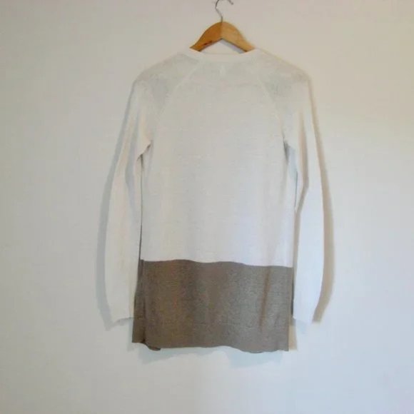 Banana Republic Linen Knit Open Front Sweater Cardigan Cream Tan Size Small - Picture 2 of 11